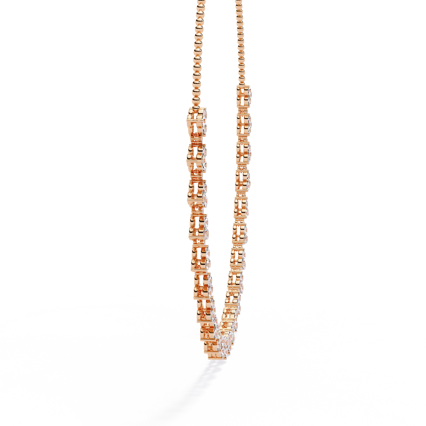 The Floral Lace Diamond Necklace In Gold - 2.14 Ct Round Brilliant Cut