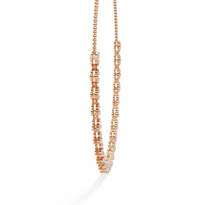 The Floral Lace Diamond Necklace In Gold - 2.14 Ct Round Brilliant Cut