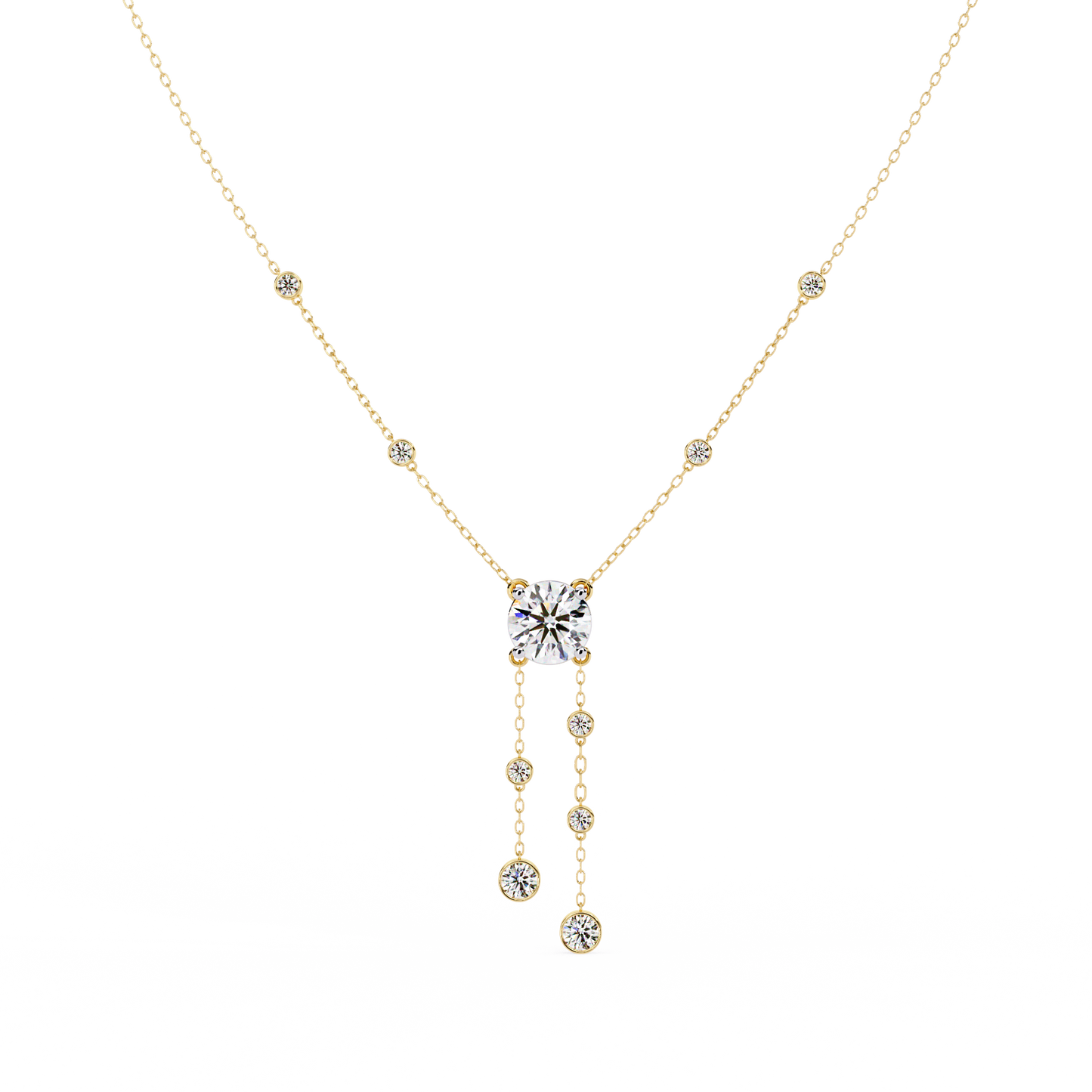 The Modern Heirloom Lariat Necklace In Gold- 0.66 Ct Round Brilliant Cut Lab Grown Diamonds