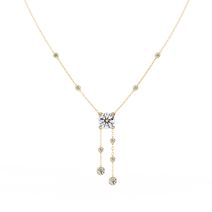 The Modern Heirloom Lariat Necklace In Gold- 0.66 Ct Round Brilliant Cut Lab Grown Diamonds