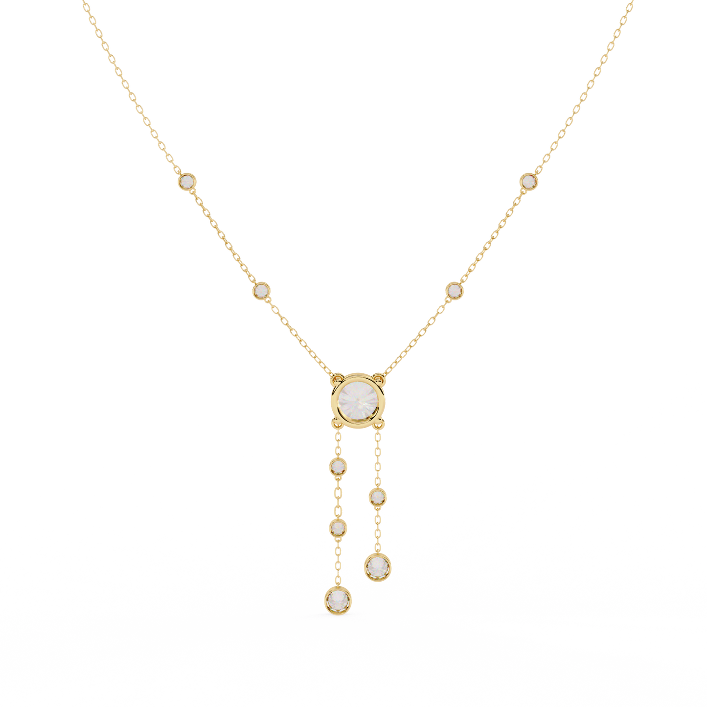 The Modern Heirloom Lariat Necklace In Gold- 0.66 Ct Round Brilliant Cut Lab Grown Diamonds