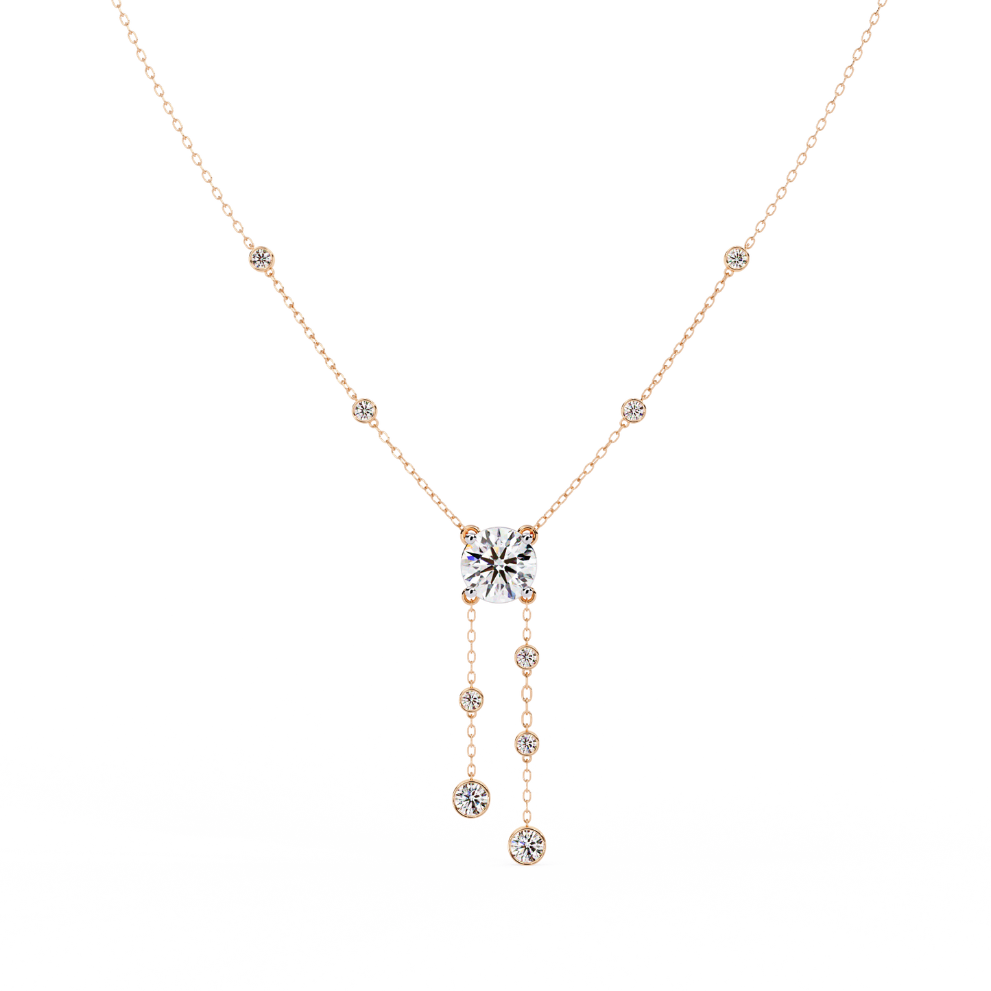 The Modern Heirloom Lariat Necklace In Gold- 0.66 Ct Round Brilliant Cut Lab Grown Diamonds