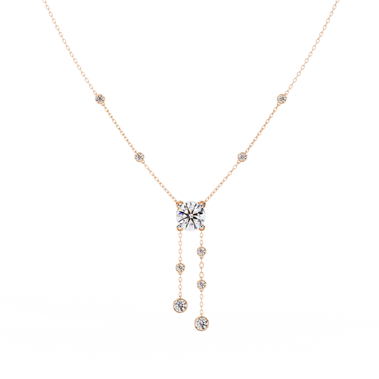 The Modern Heirloom Lariat Necklace In Gold- 0.66 Ct Round Brilliant Cut Lab Grown Diamonds