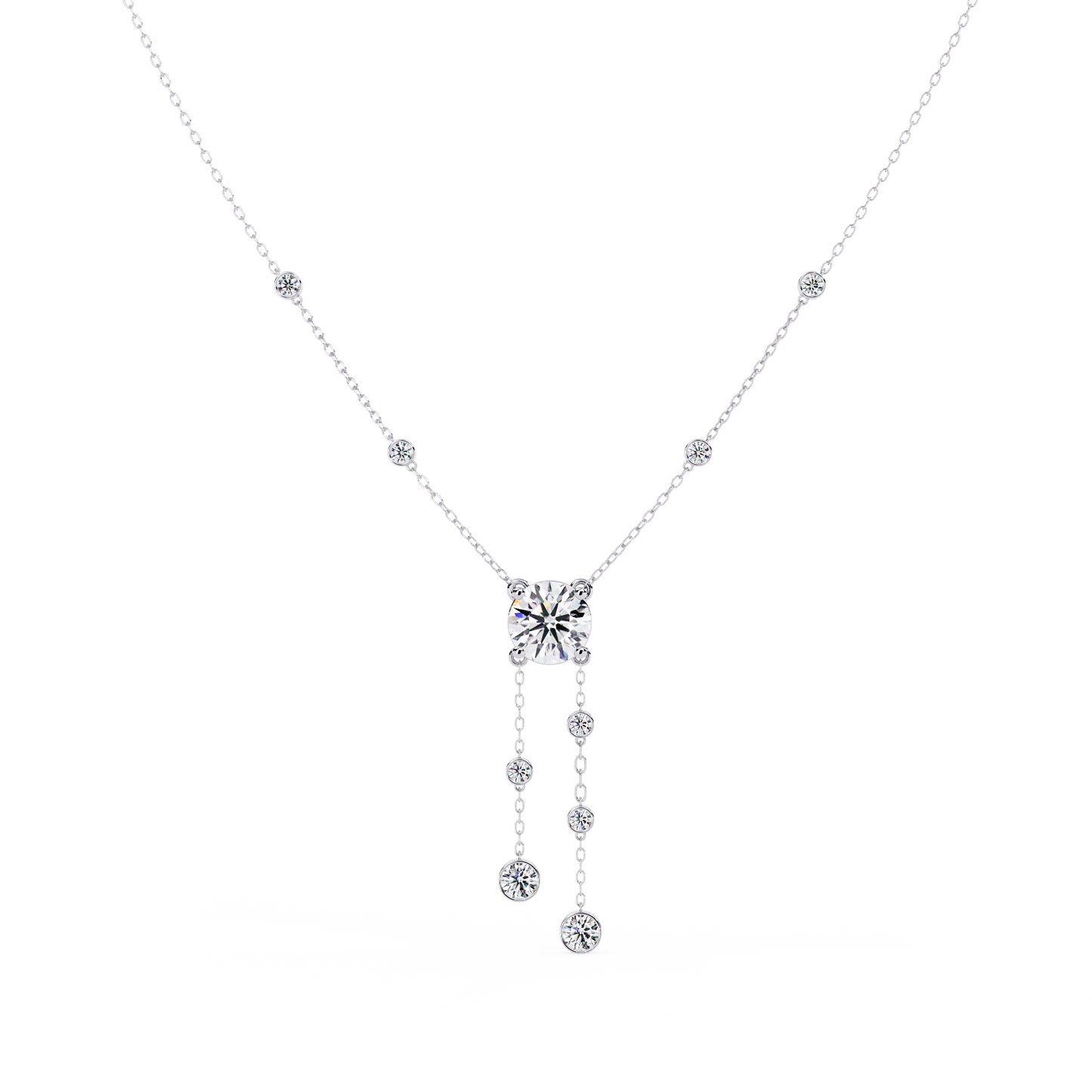 The Modern Heirloom Lariat Necklace In Gold- 0.66 Ct Round Brilliant Cut Lab Grown Diamonds