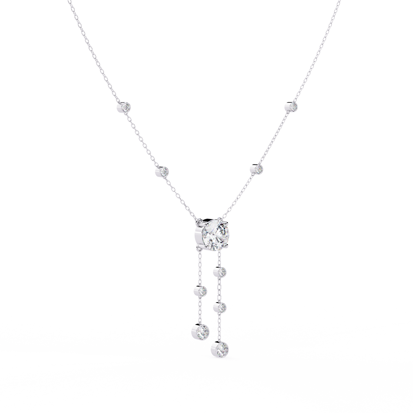 The Modern Heirloom Lariat Necklace In Gold- 0.66 Ct Round Brilliant Cut Lab Grown Diamonds