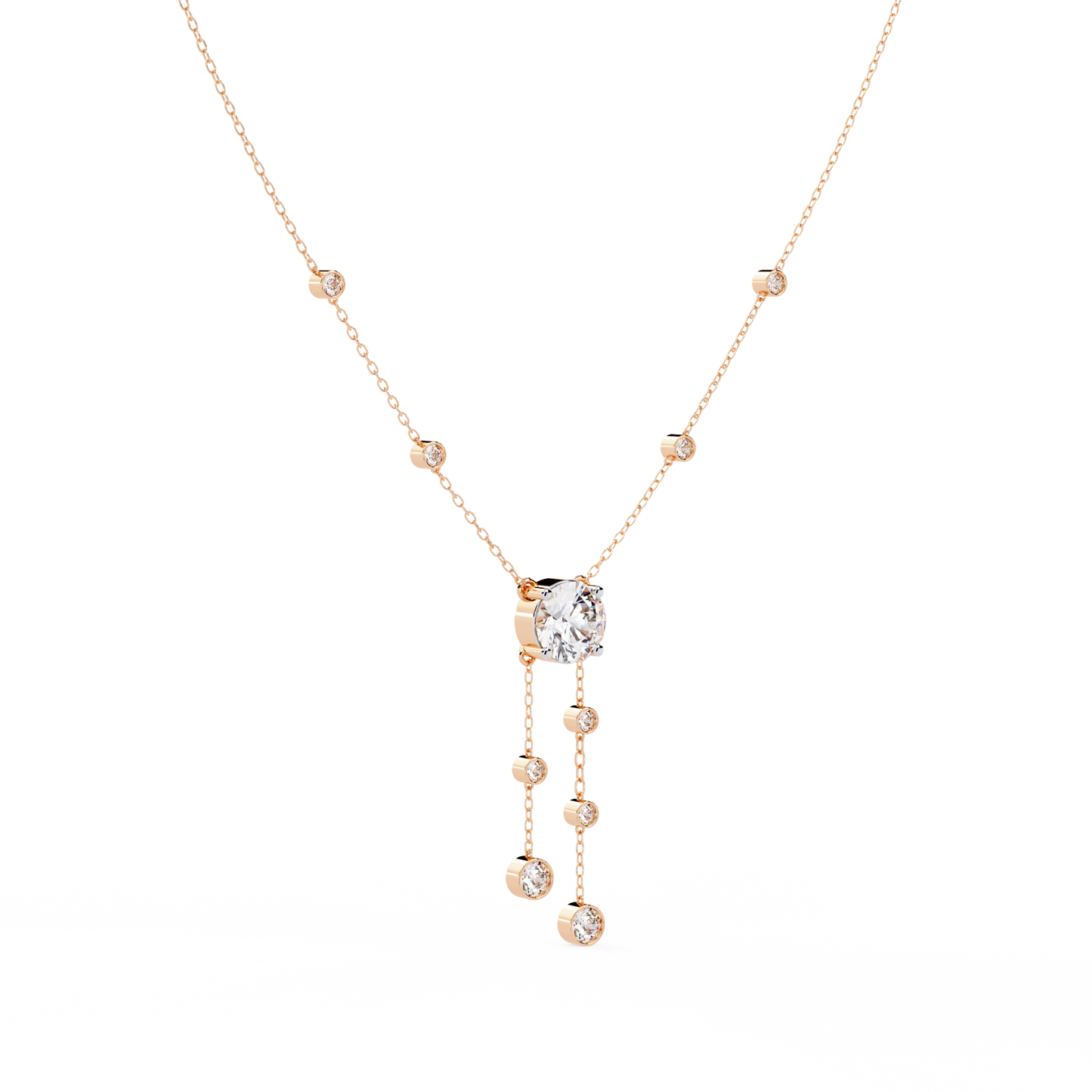 The Modern Heirloom Lariat Necklace In Gold- 0.66 Ct Round Brilliant Cut Lab Grown Diamonds
