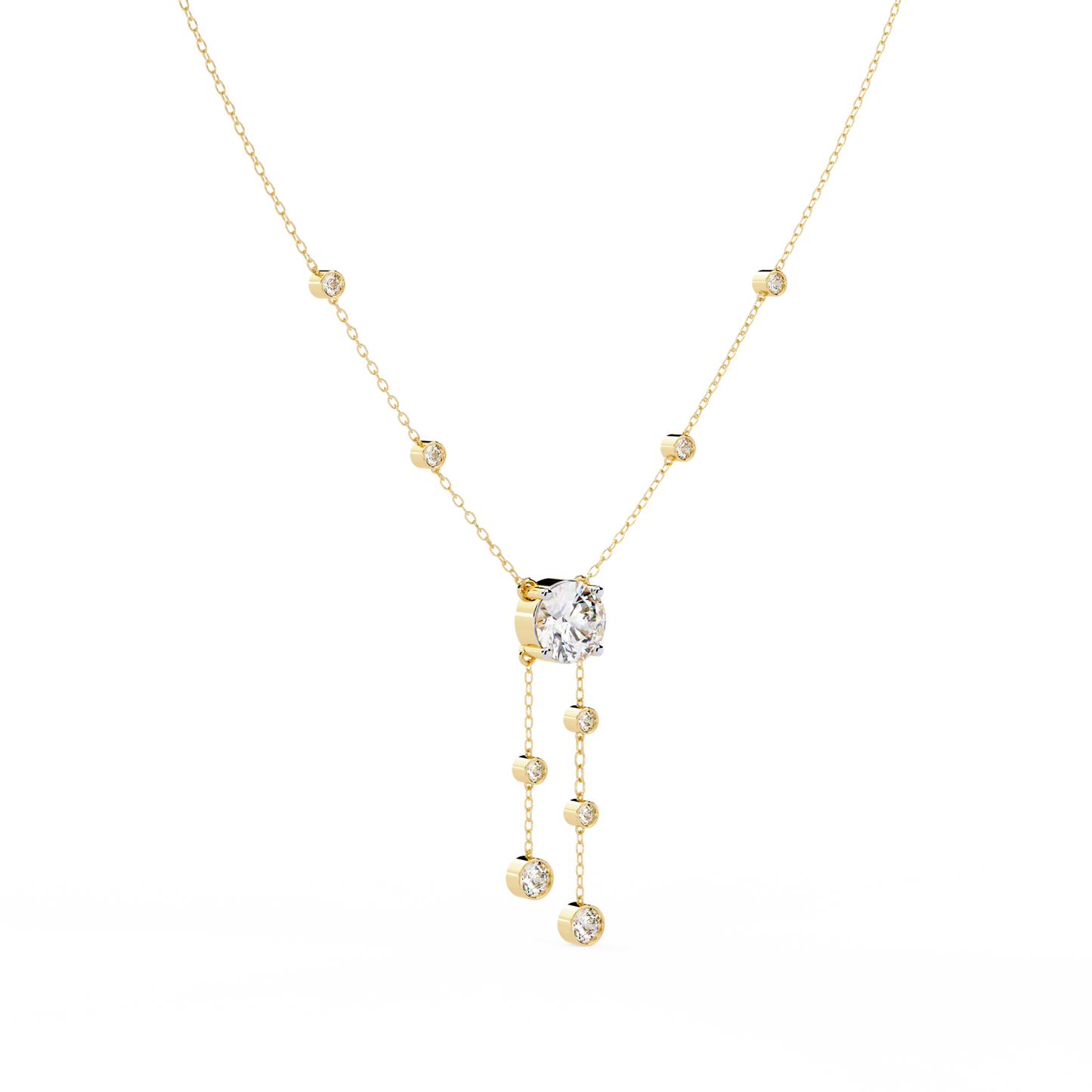The Modern Heirloom Lariat Necklace In Gold- 0.66 Ct Round Brilliant Cut Lab Grown Diamonds