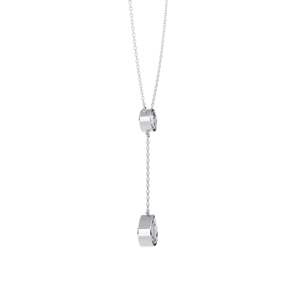 Timeless Solitaire Diamond Drop Necklace In Gold- 1.13 Ct Round and Pear Brilliant Cut