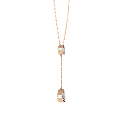 Timeless Solitaire Diamond Drop Necklace In Gold- 1.13 Ct Round and Pear Brilliant Cut