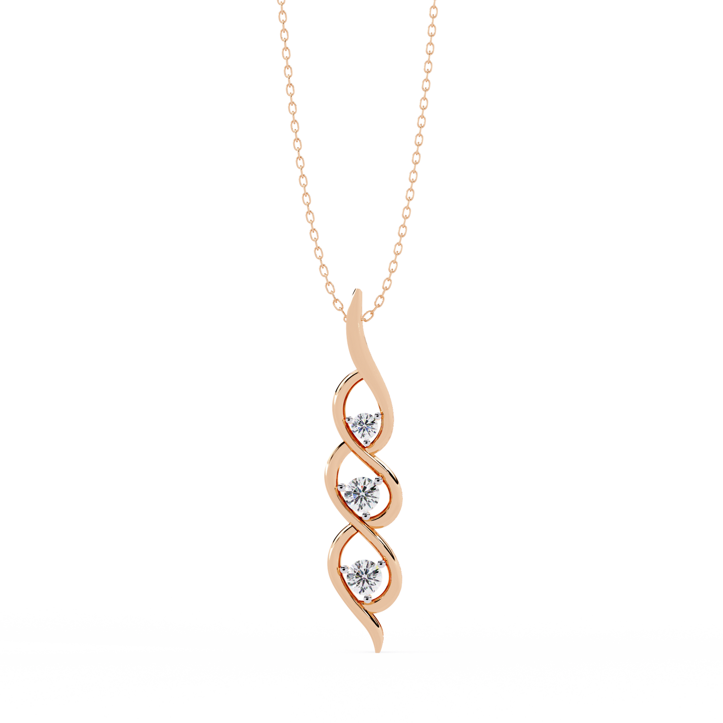 Vertical Infinity Diamond Pendant In Gold- 0.20 Ct Round Brilliant Cut