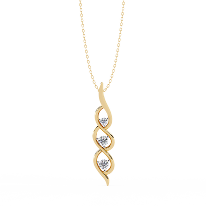 Vertical Infinity Diamond Pendant In Gold- 0.20 Ct Round Brilliant Cut