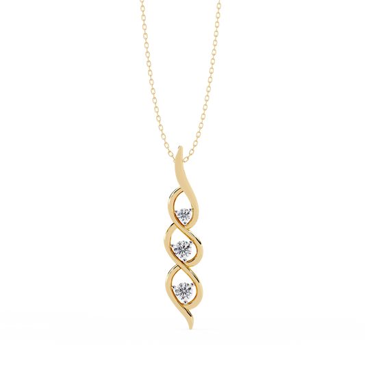 Vertical Infinity Diamond Pendant In Gold- 0.20 Ct Round Brilliant Cut