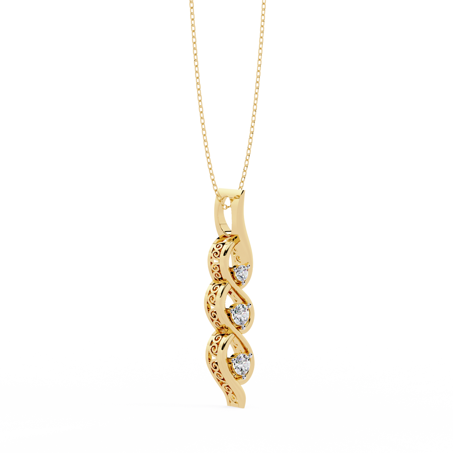 Vertical Infinity Diamond Pendant In Gold- 0.20 Ct Round Brilliant Cut