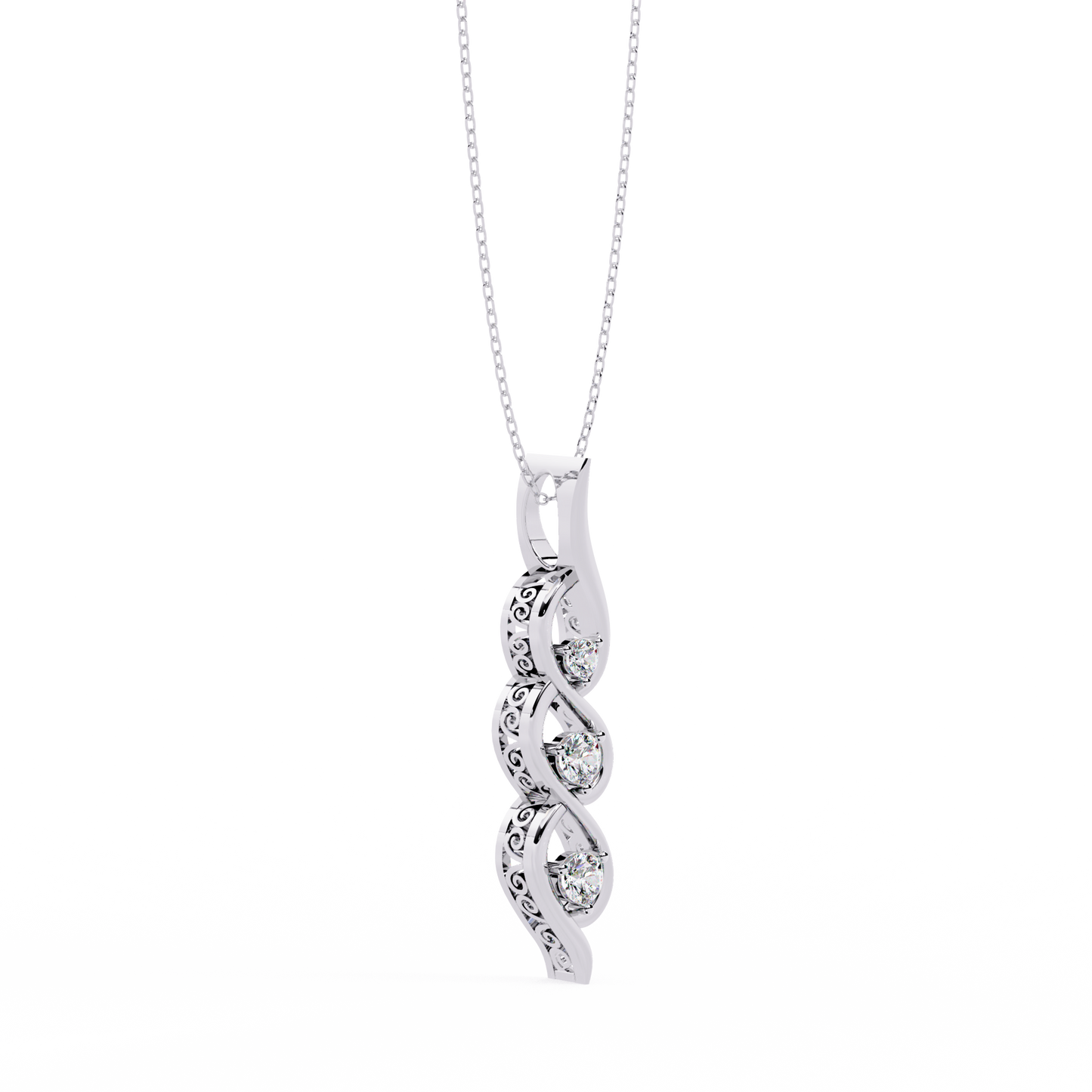 Vertical Infinity Diamond Pendant In Gold- 0.20 Ct Round Brilliant Cut