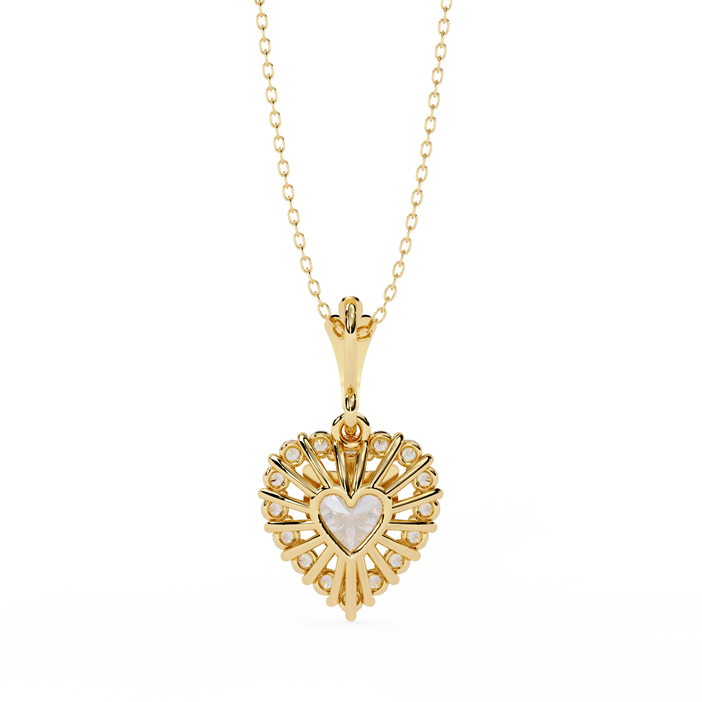 "Eternal Radiance" Heart Halo Pendant in Yellow Gold 0.92CTW Diamonds