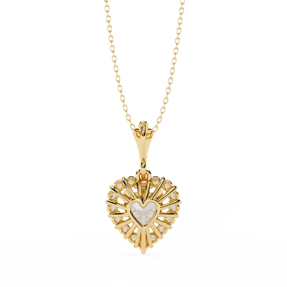 "Eternal Radiance" Heart Halo Pendant in Yellow Gold 0.92CTW Diamonds
