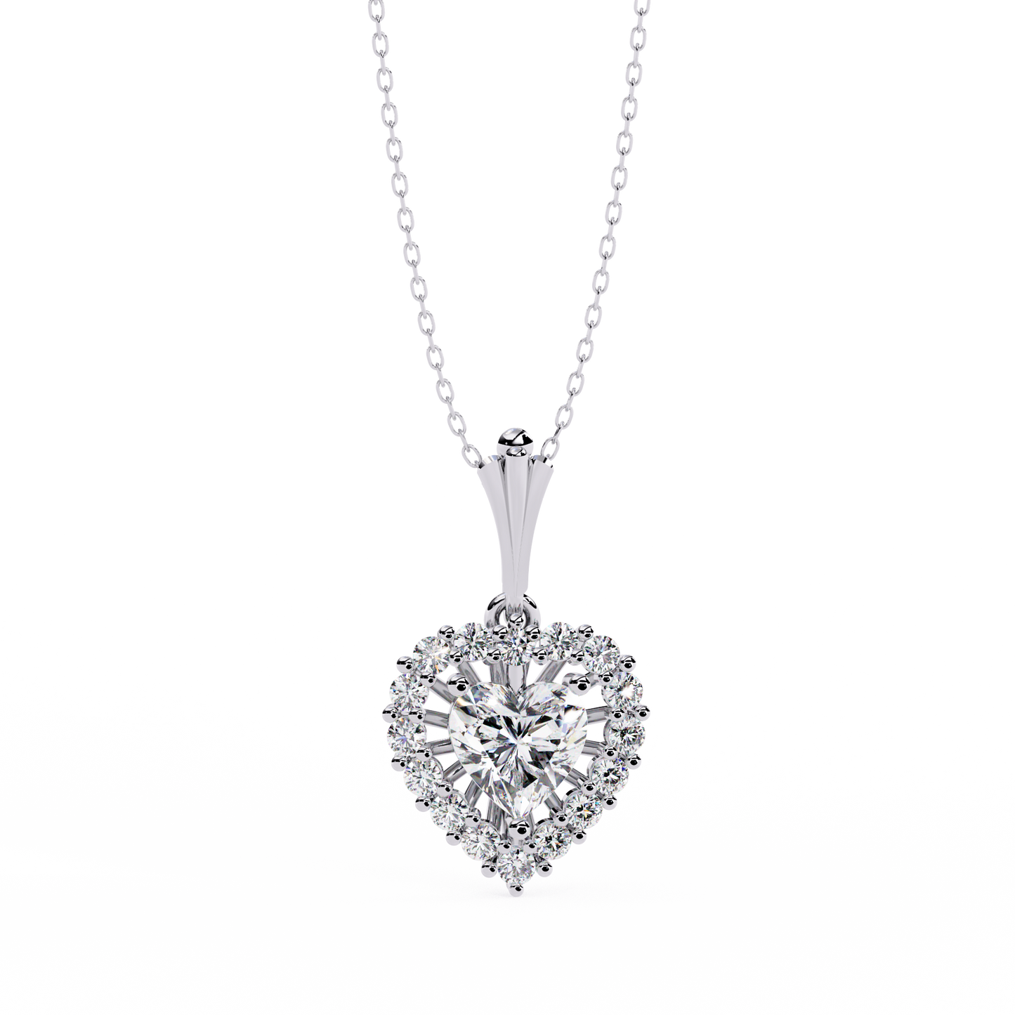 "Eternal Radiance" Heart Halo Pendant in Yellow Gold 0.92CTW Diamonds