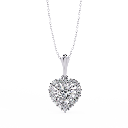 "Eternal Radiance" Heart Halo Pendant in Yellow Gold 0.92CTW Diamonds