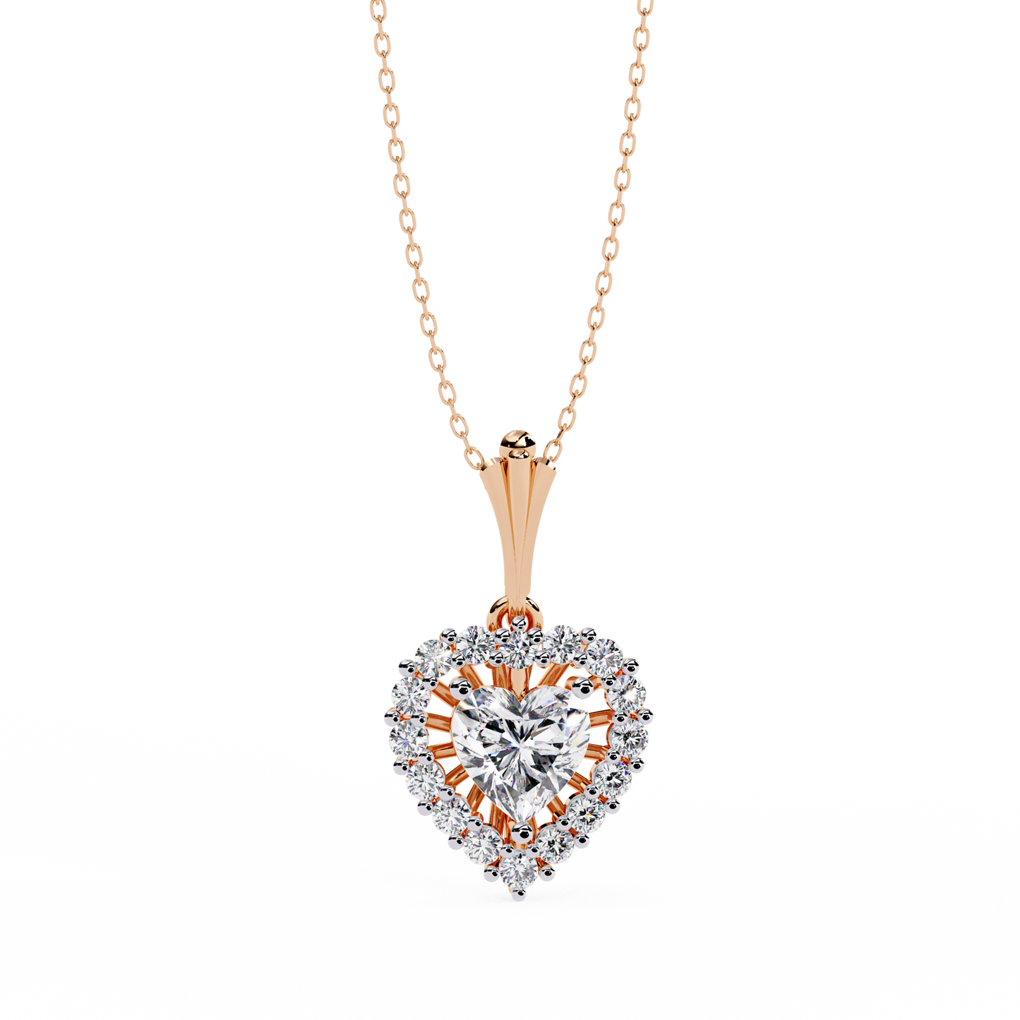 "Eternal Radiance" Heart Halo Pendant in Yellow Gold 0.92CTW Diamonds