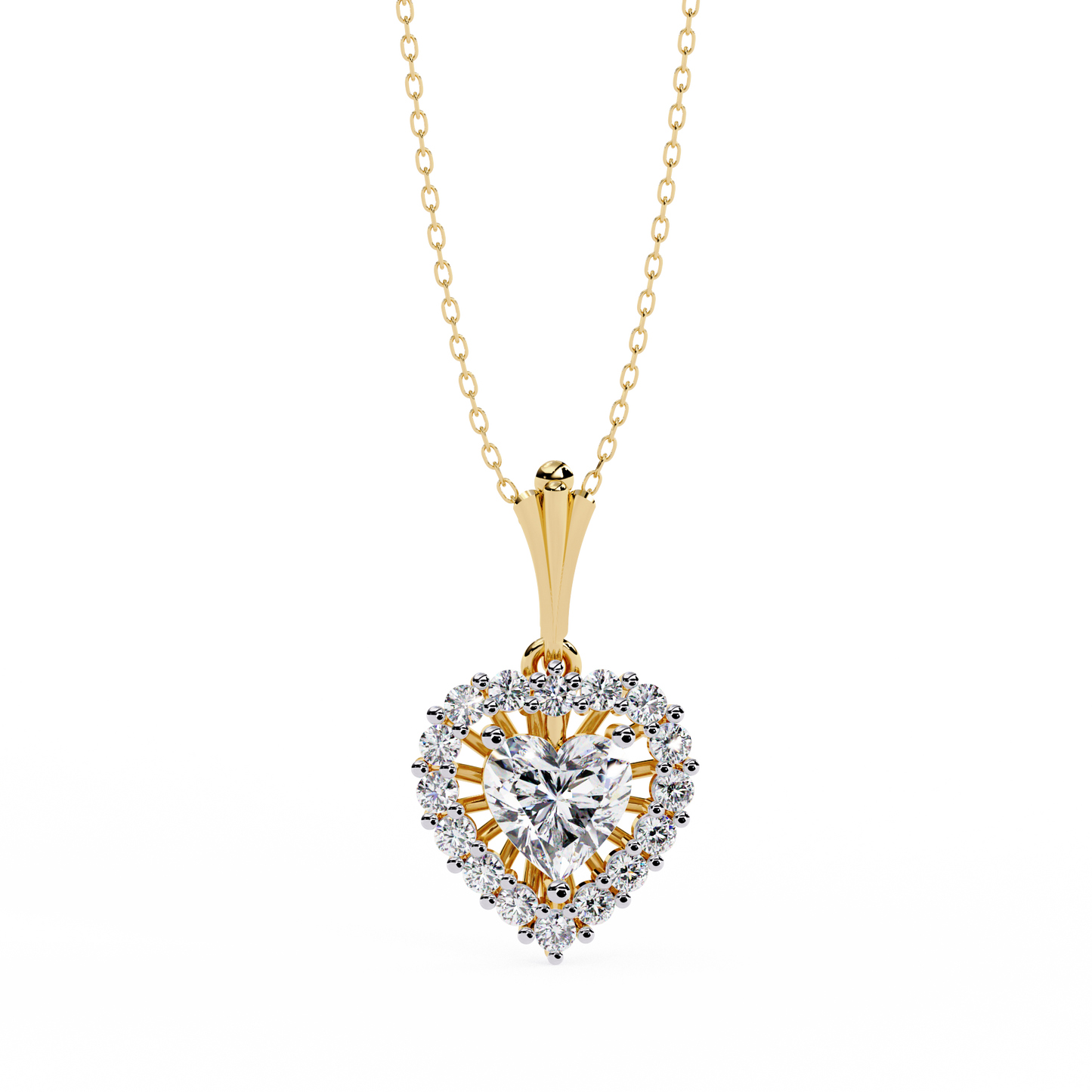 "Eternal Radiance" Heart Halo Pendant in Yellow Gold 0.92CTW Diamonds