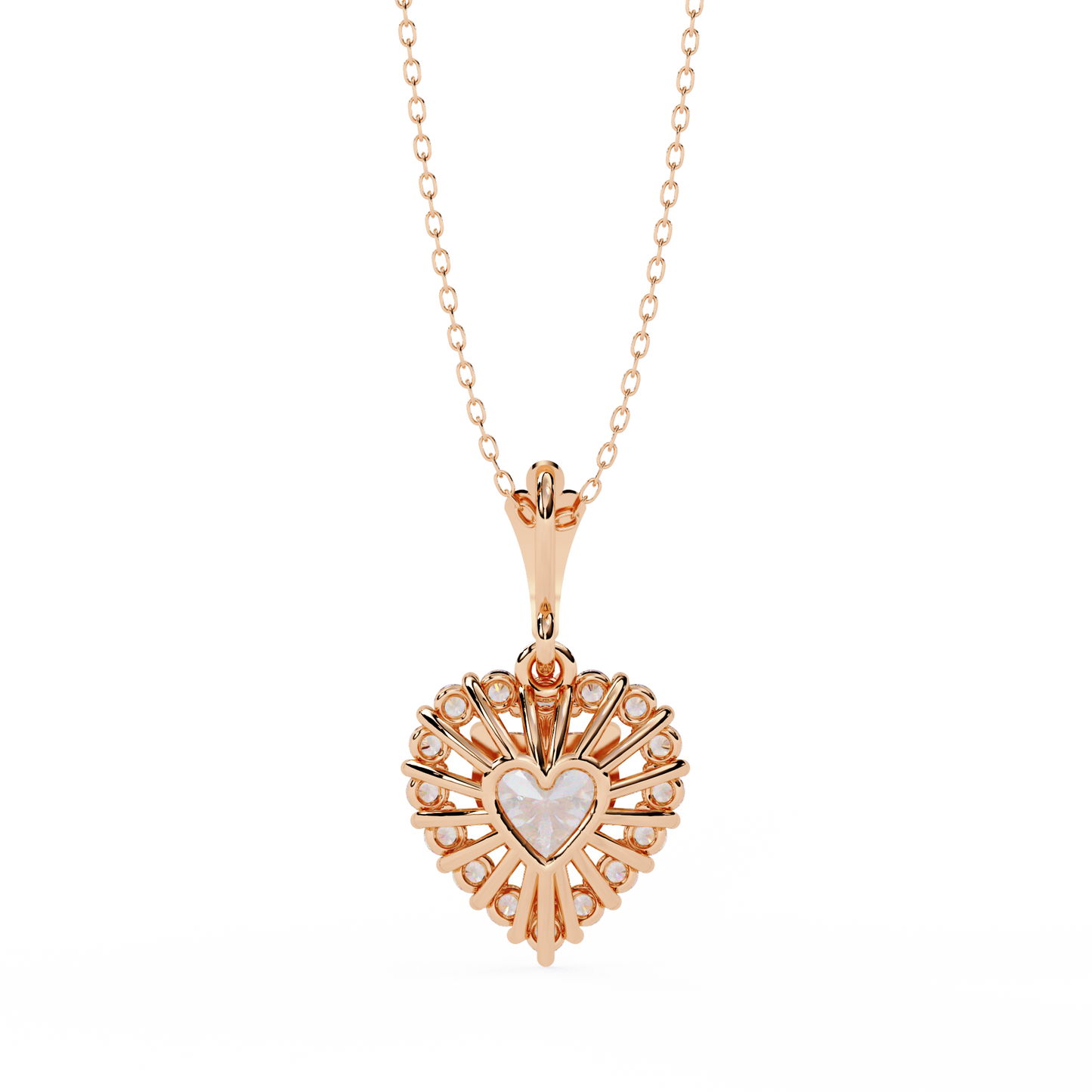 "Eternal Radiance" Heart Halo Pendant in Yellow Gold 0.92CTW Diamonds