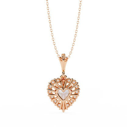 "Eternal Radiance" Heart Halo Pendant in Yellow Gold 0.92CTW Diamonds