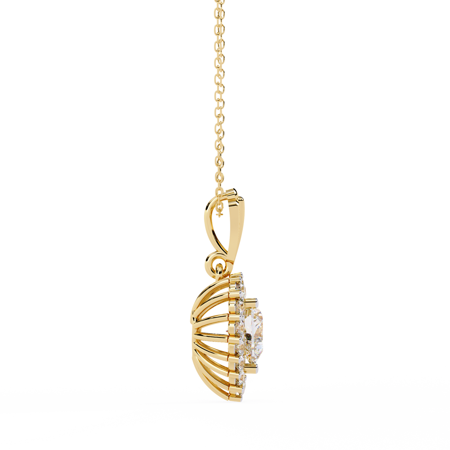 "Eternal Radiance" Heart Halo Pendant in Yellow Gold 0.92CTW Diamonds