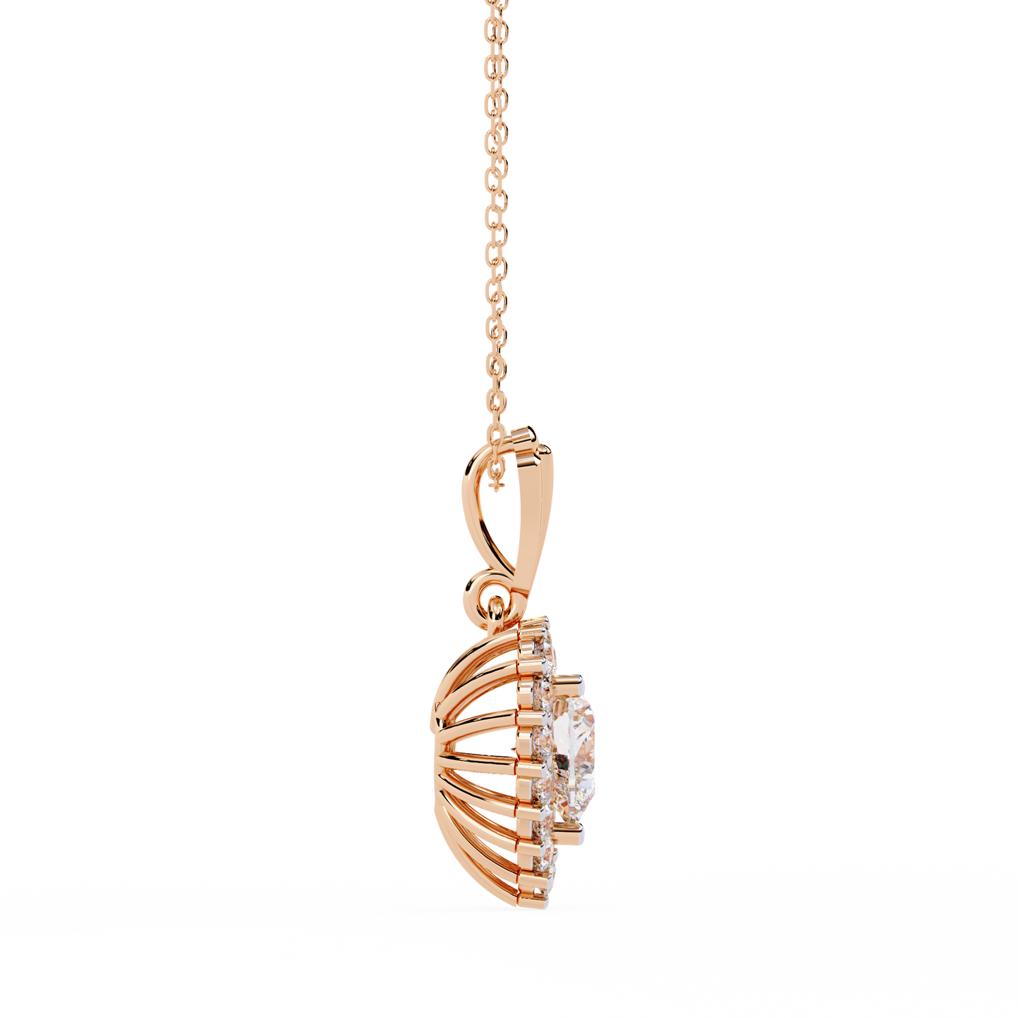 "Eternal Radiance" Heart Halo Pendant in Yellow Gold 0.92CTW Diamonds