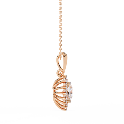 "Eternal Radiance" Heart Halo Pendant in Yellow Gold 0.92CTW Diamonds