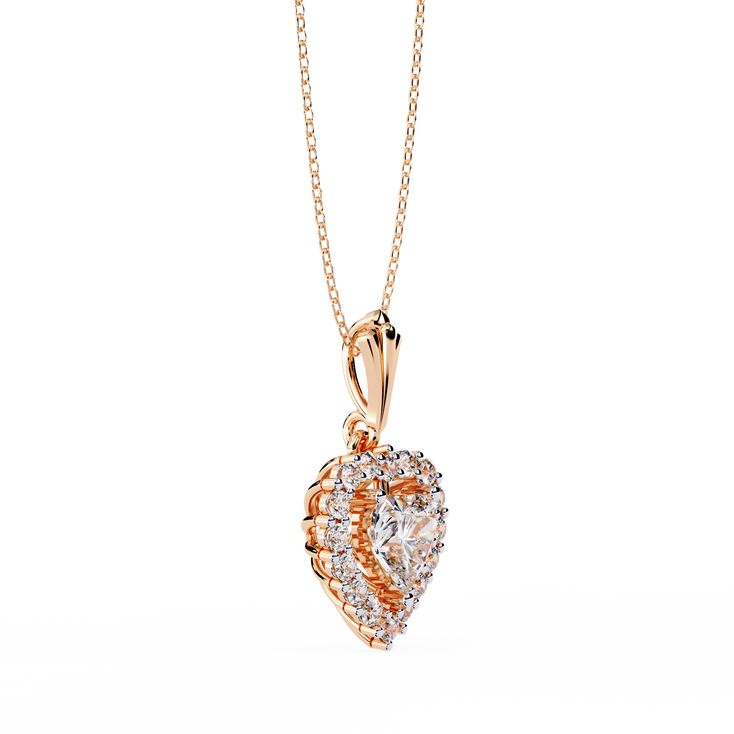 "Eternal Radiance" Heart Halo Pendant in Yellow Gold 0.92CTW Diamonds