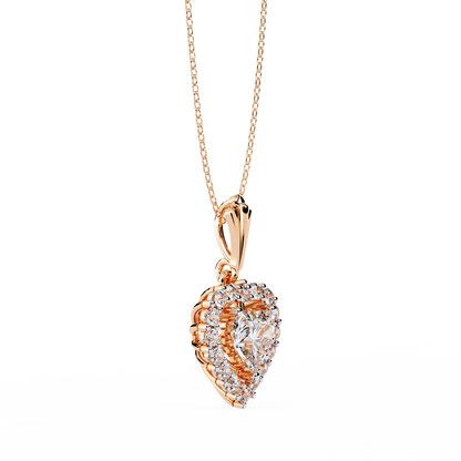 "Eternal Radiance" Heart Halo Pendant in Yellow Gold 0.92CTW Diamonds
