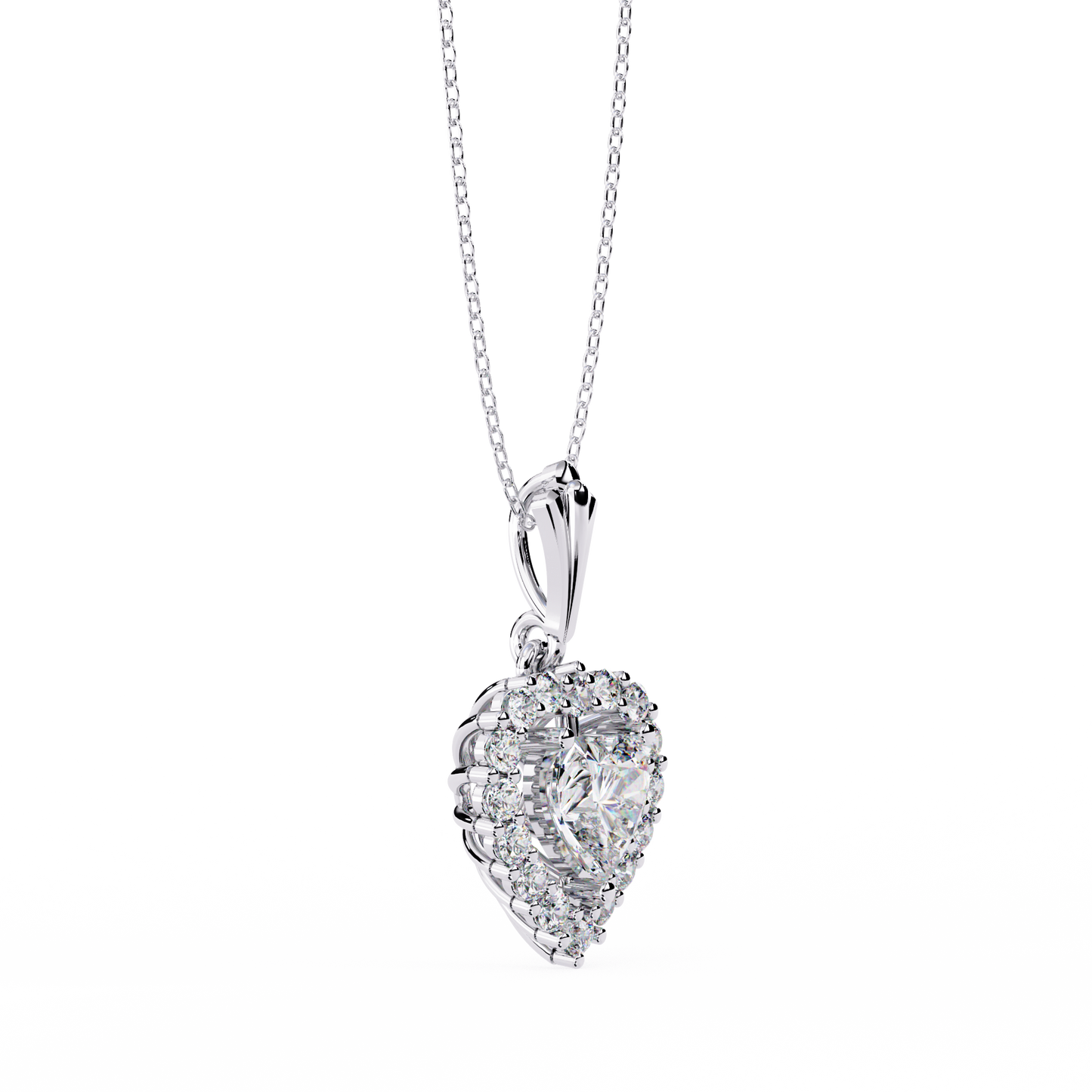 "Eternal Radiance" Heart Halo Pendant in Yellow Gold 0.92CTW Diamonds