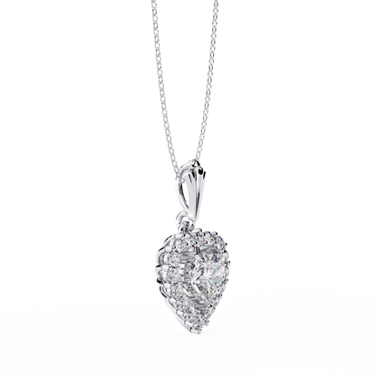 "Eternal Radiance" Heart Halo Pendant in Yellow Gold 0.92CTW Diamonds