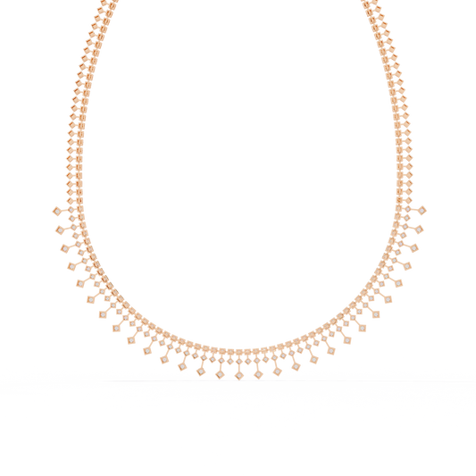 The Riviera Sparkle Necklace In Gold- 4.51Ct Round Brilliant Cut Lab Grown Diamonds