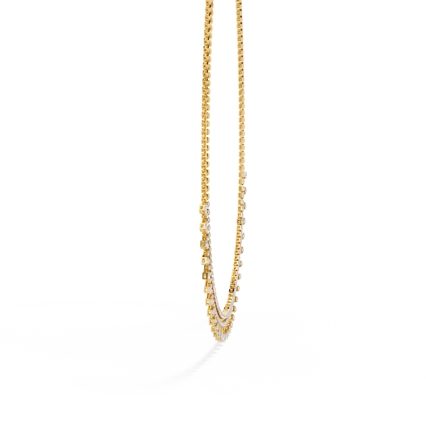 The Riviera Sparkle Necklace In Gold- 4.51Ct Round Brilliant Cut Lab Grown Diamonds