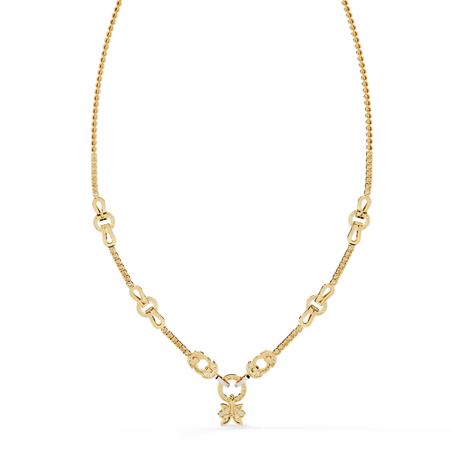 Intertwined Radiance Necklace In Gold- 5.74Ct Round Brilliant Cut Lab Grown Diamonds