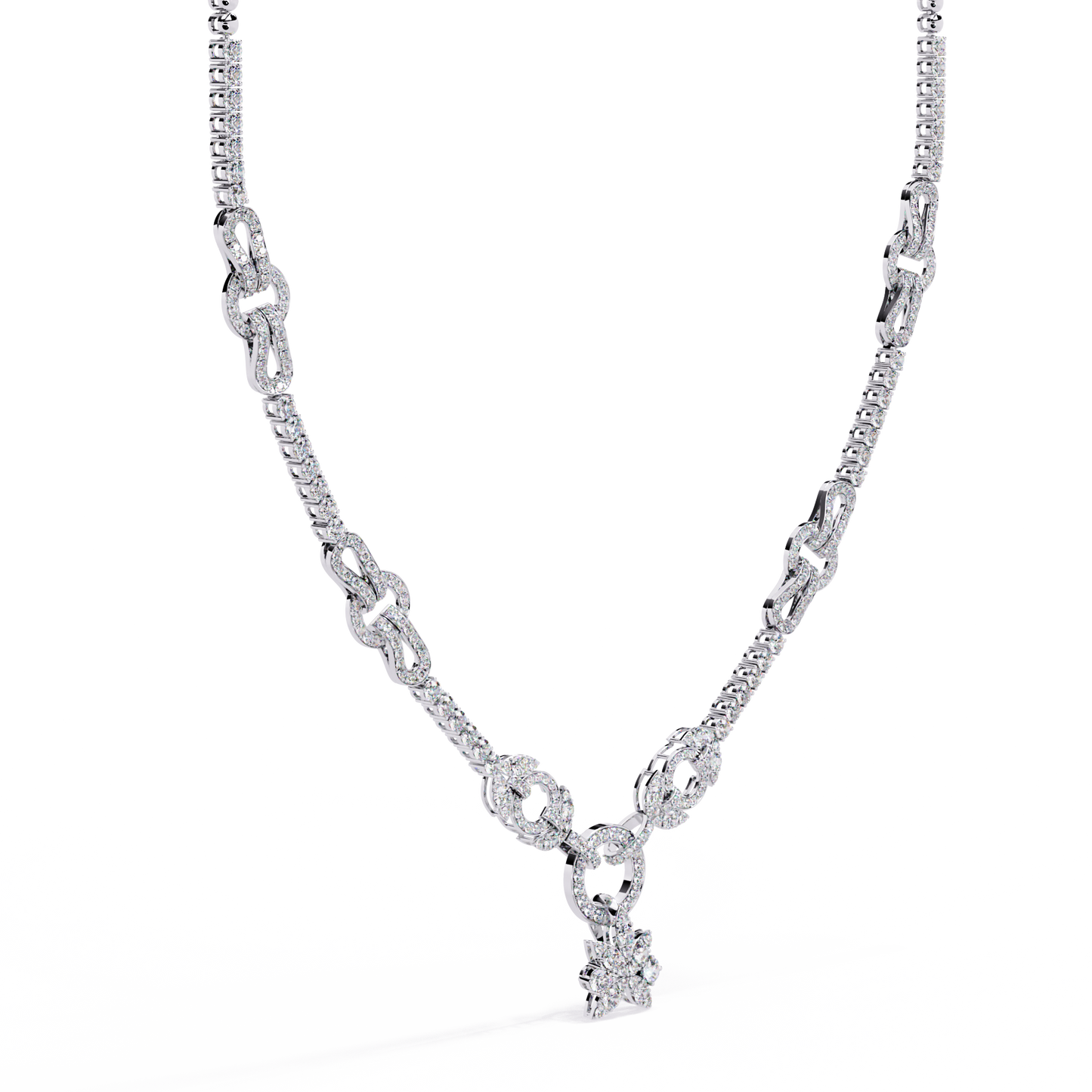 Intertwined Radiance Necklace In Gold- 5.74Ct Round Brilliant Cut Lab Grown Diamonds