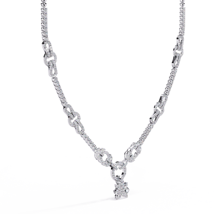 Intertwined Radiance Necklace In Gold- 5.74Ct Round Brilliant Cut Lab Grown Diamonds