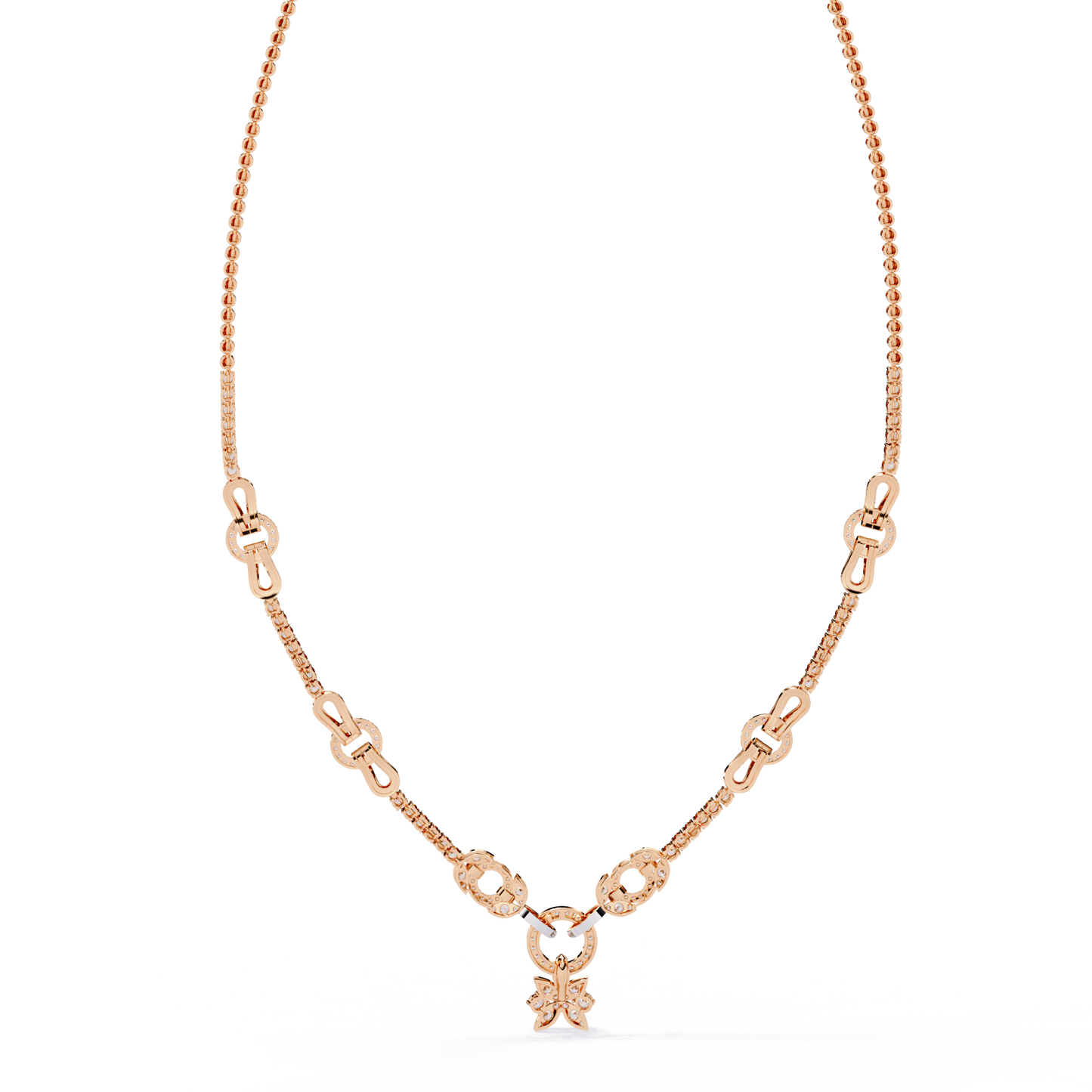 Intertwined Radiance Necklace In Gold- 5.74Ct Round Brilliant Cut Lab Grown Diamonds