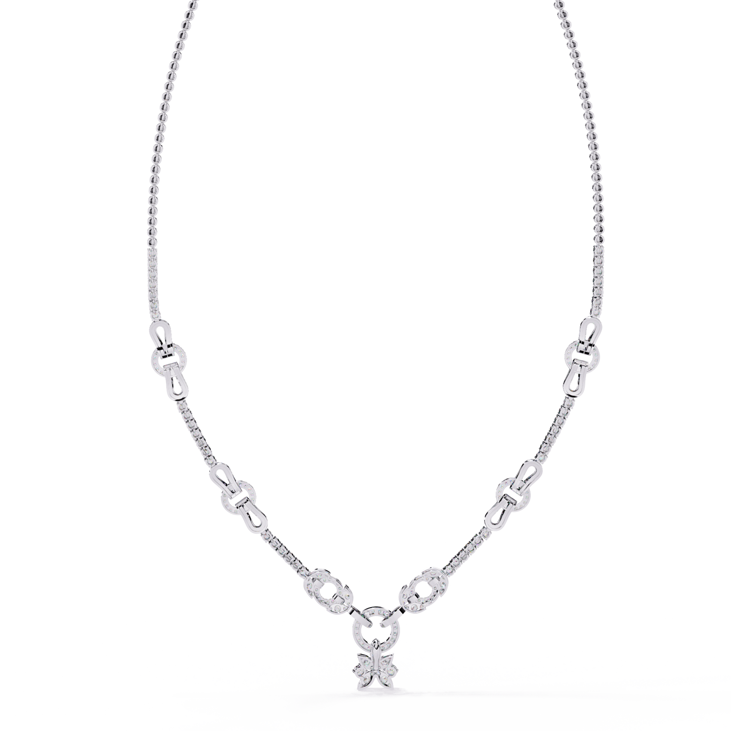 Intertwined Radiance Necklace In Gold- 5.74Ct Round Brilliant Cut Lab Grown Diamonds