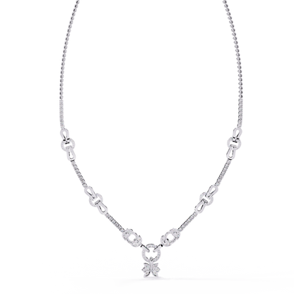 Intertwined Radiance Necklace In Gold- 5.74Ct Round Brilliant Cut Lab Grown Diamonds