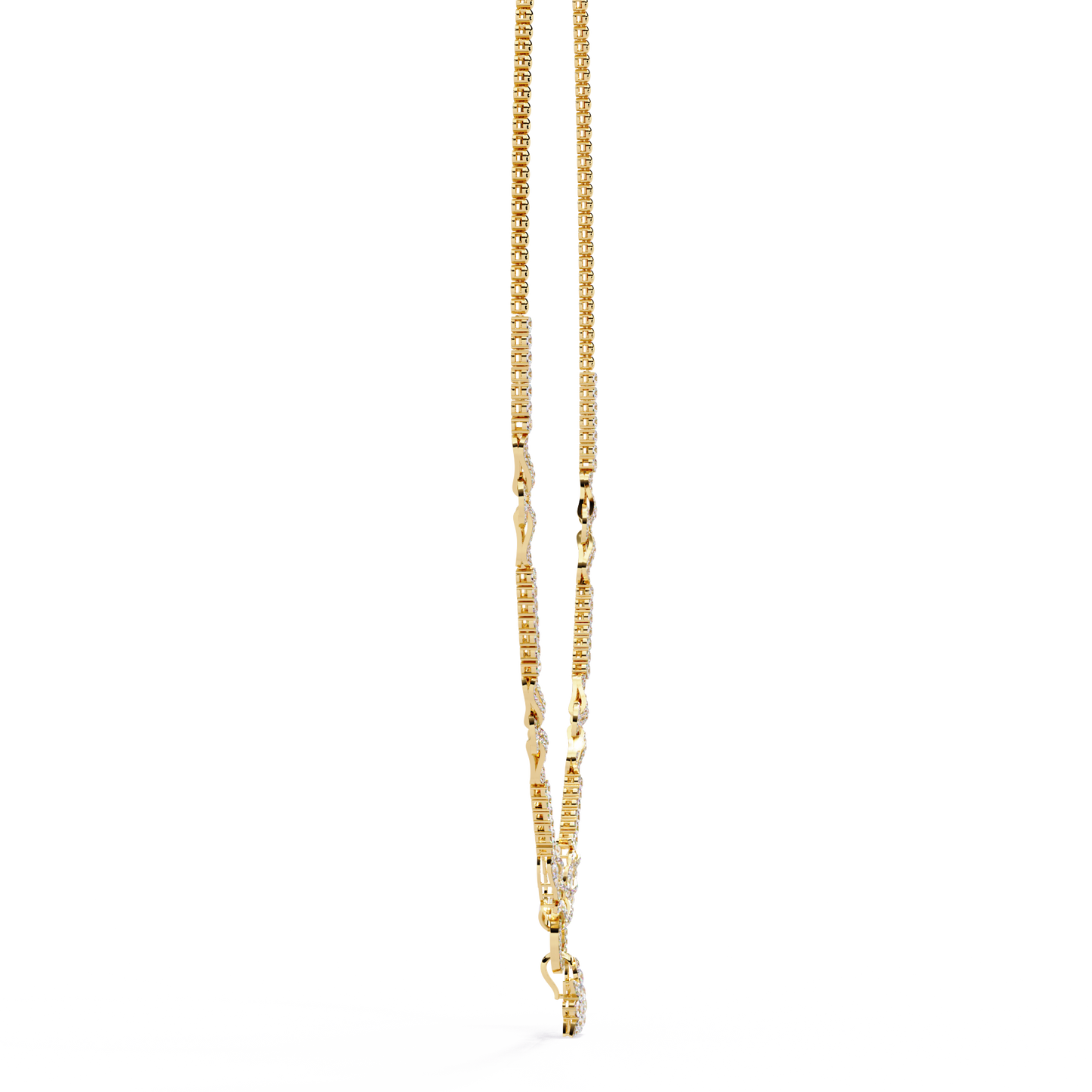 Intertwined Radiance Necklace In Gold- 5.74Ct Round Brilliant Cut Lab Grown Diamonds