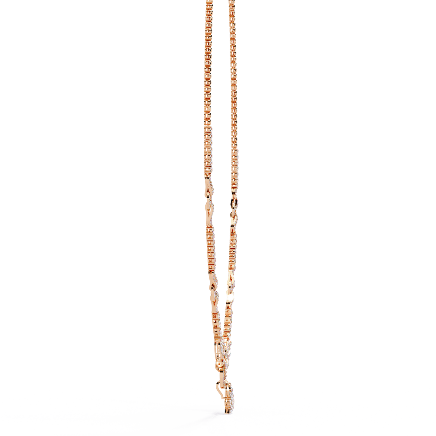 Intertwined Radiance Necklace In Gold- 5.74Ct Round Brilliant Cut Lab Grown Diamonds