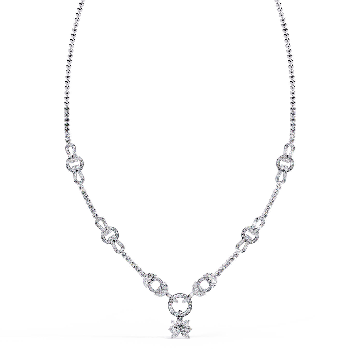 Intertwined Radiance Necklace In Gold- 5.74Ct Round Brilliant Cut Lab Grown Diamonds
