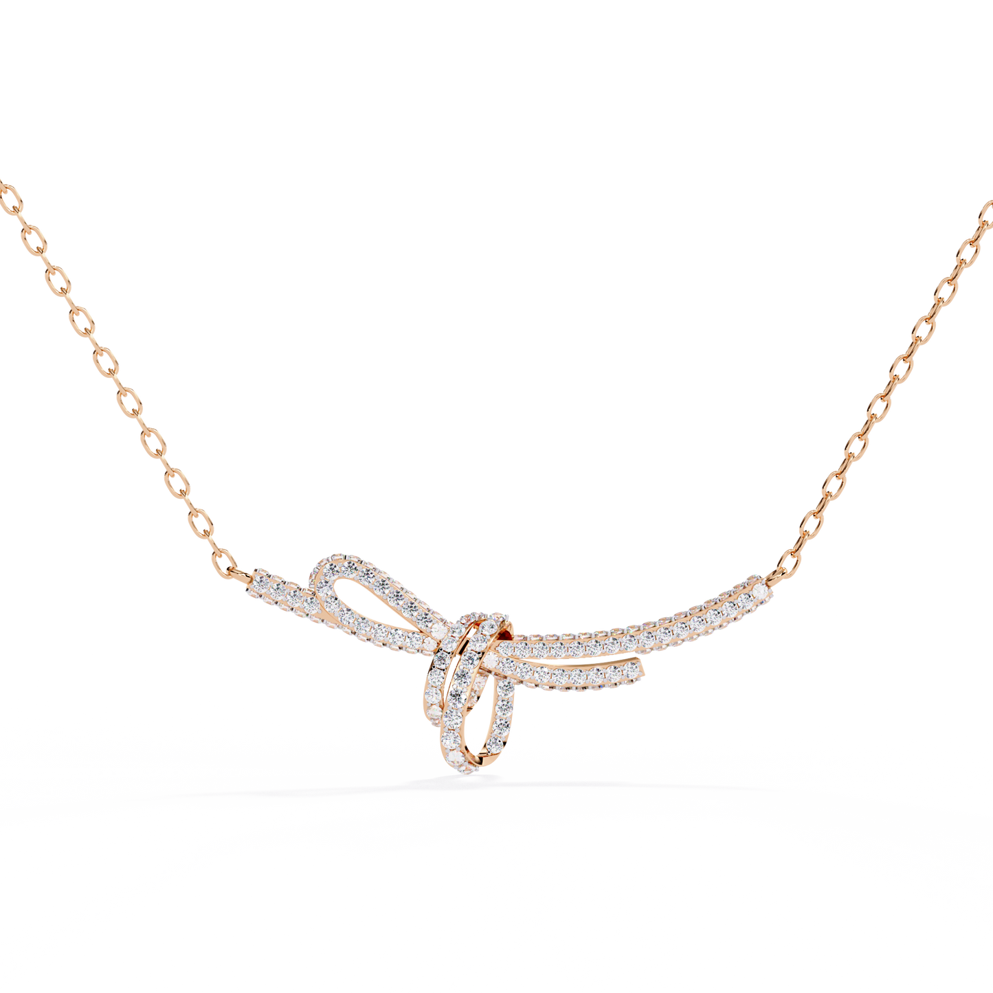 The 'Knot of Love' Diamond Gold Necklace- 0.90 Ct Round Brilliant Cut Lab Grown Diamonds