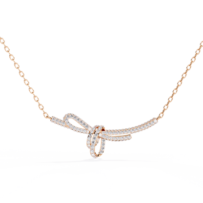 The 'Knot of Love' Diamond Gold Necklace- 0.90 Ct Round Brilliant Cut Lab Grown Diamonds