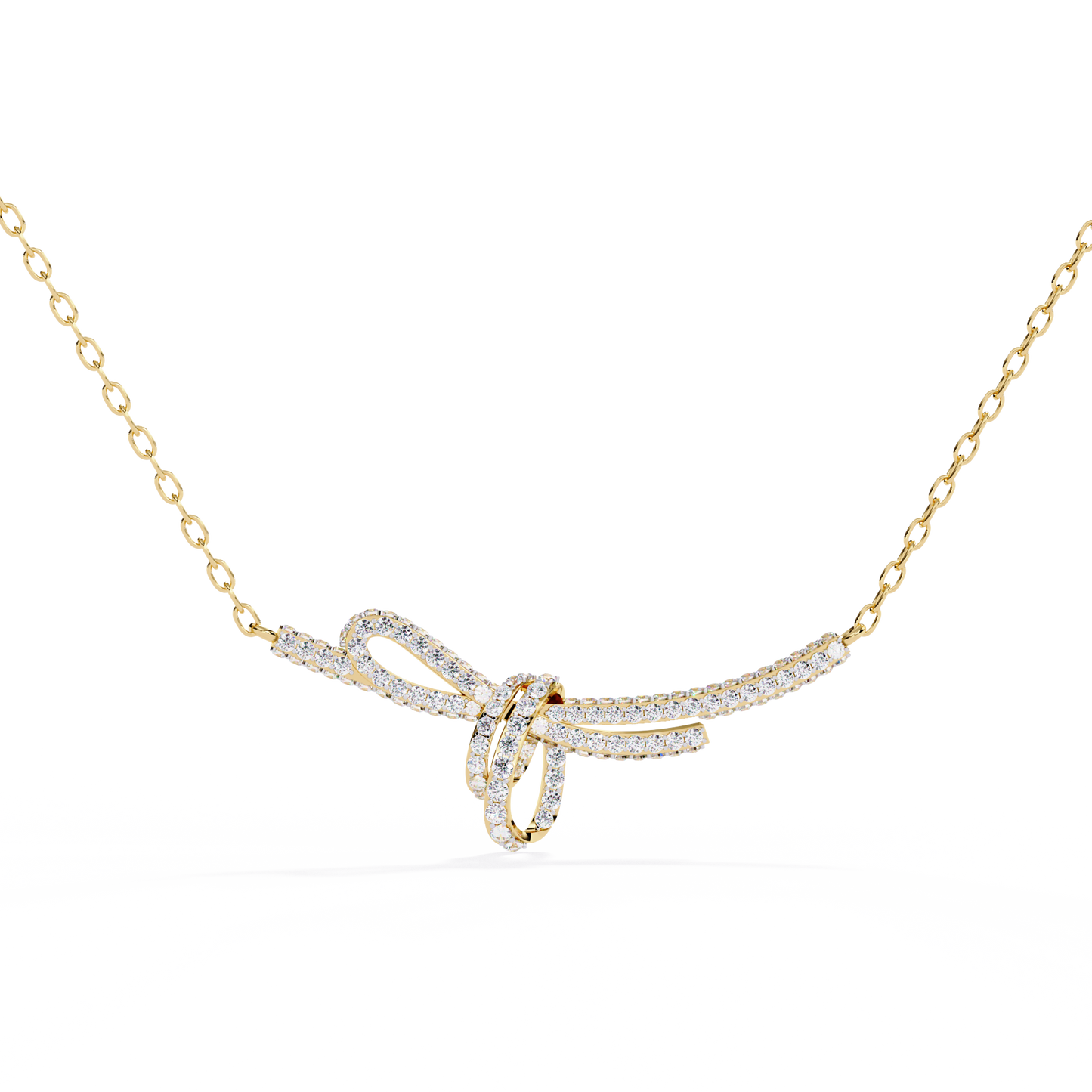 The 'Knot of Love' Diamond Gold Necklace- 0.90 Ct Round Brilliant Cut Lab Grown Diamonds