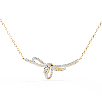 The 'Knot of Love' Diamond Gold Necklace- 0.90 Ct Round Brilliant Cut Lab Grown Diamonds