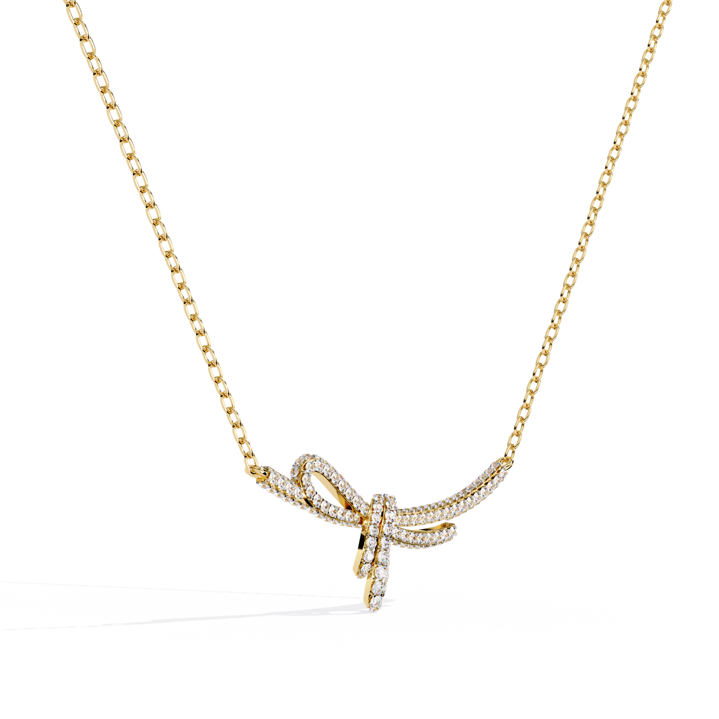 The 'Knot of Love' Diamond Gold Necklace- 0.90 Ct Round Brilliant Cut Lab Grown Diamonds