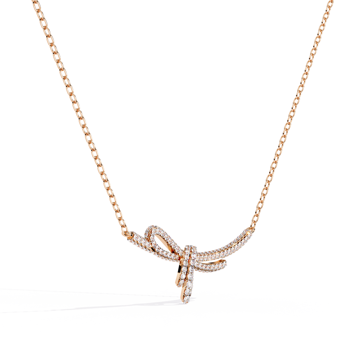 The 'Knot of Love' Diamond Gold Necklace- 0.90 Ct Round Brilliant Cut Lab Grown Diamonds